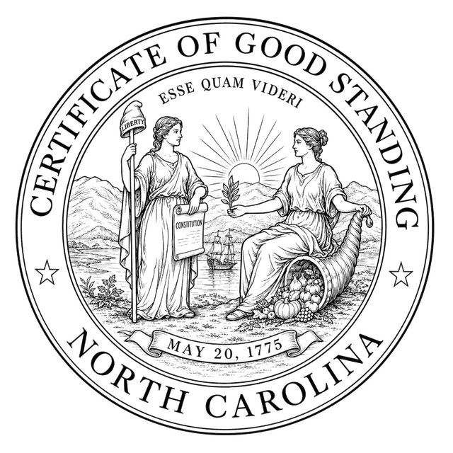 Good Standing Certificate for North Carolina