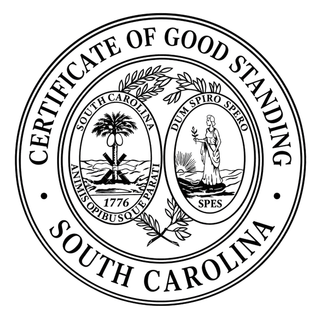 Good Standing Certificate for South Carolina