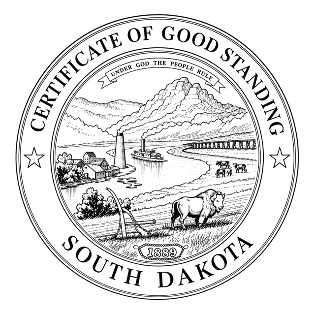 Good Standing Certificate for South Dakota