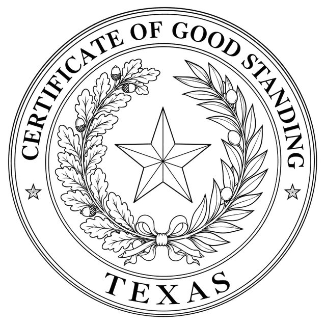Good Standing Certificate for Texas